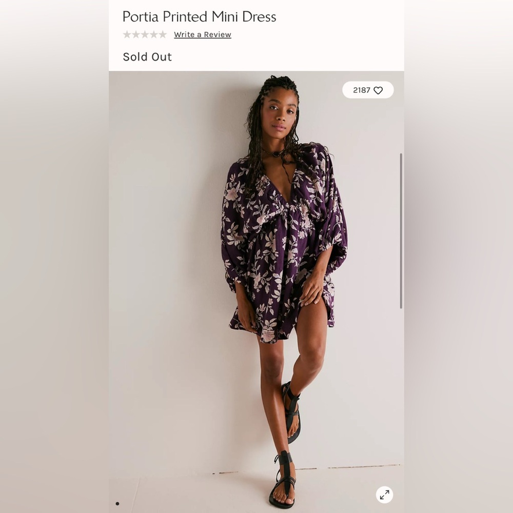 Free People Floral Linen Blend Babydoll Mini Dress NWT XS Purple Boho - Picture 3 of 14